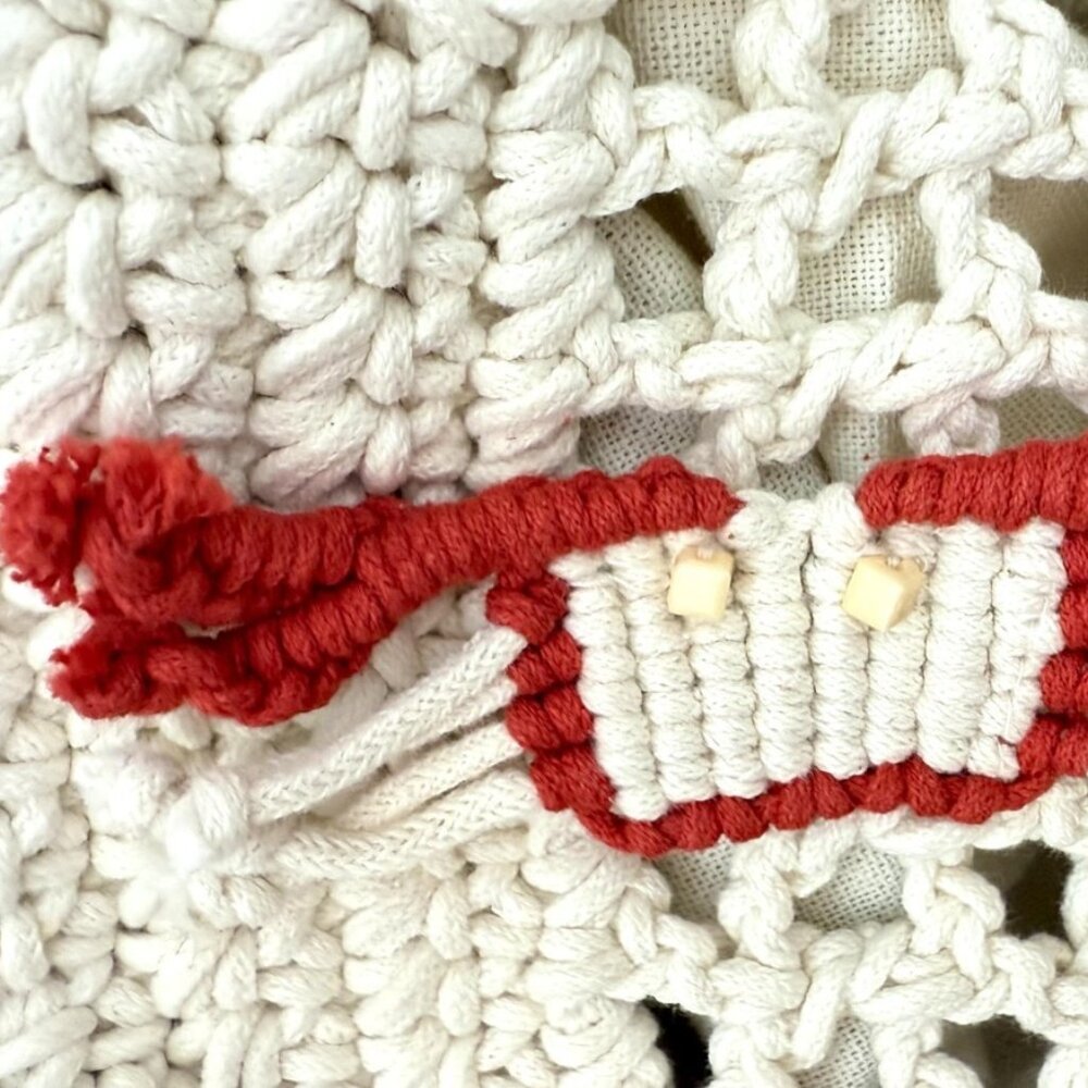 Handmade Crochet Cotton Beach Bag Crab Satchel Jumbo Tote Nautical Red White NWT - Picture 12 of 13